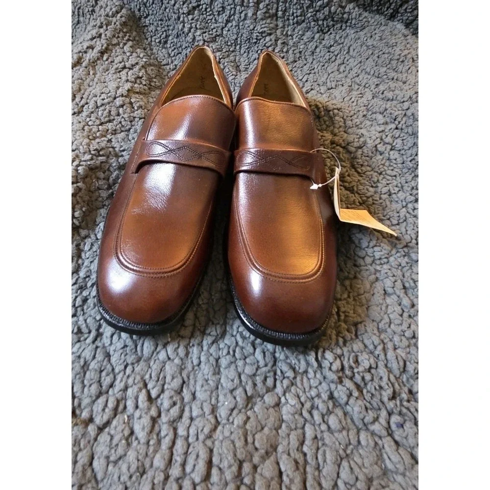 Men's Wildman Brown Leather Loafers Slip On Shoes Size 12‎ Made in USA NWT**